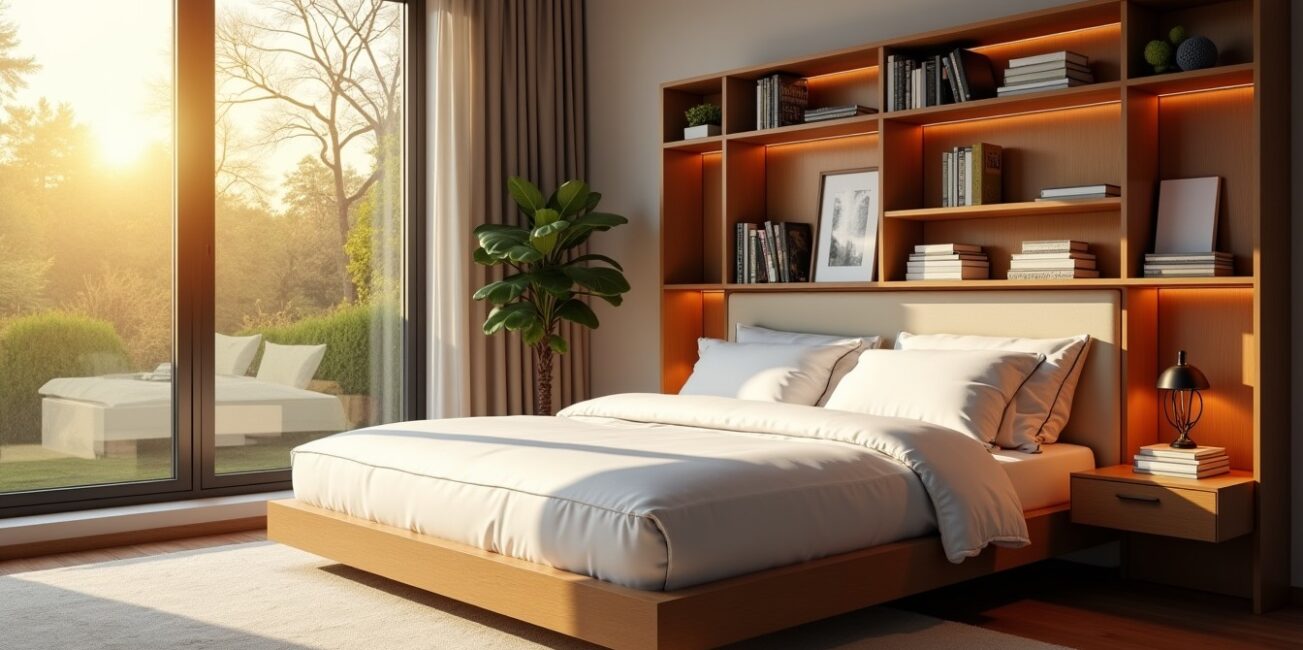 Tête de lit astucieuse : gagnez de la place avec des rangements intégrés dans votre chambre